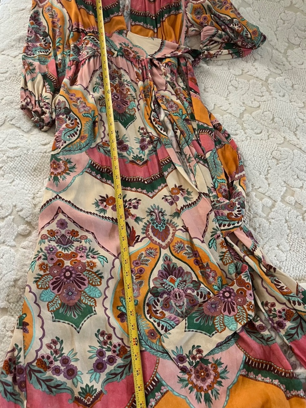 ZARA NWT WOMAN PRINTED MAXI WRAP DRESS PINK size XL - Picture 10 of 14